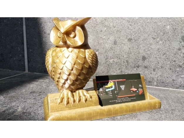 owl card holder interactive art business 3D print model - Mito3D
