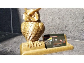 chouette titulaire de la carte l'art interactif visite porte-carte owl 3d print model - Mito3D
