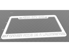 mega city one - my other ride lawmaster license plate frame signs & logos judge dredd 3d print model - Mito3D