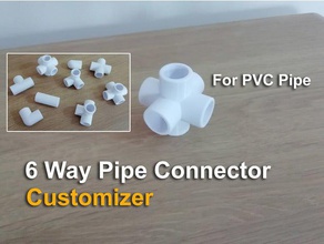 6 way pipe connector - customizer diy conduit emt fittings pvc wire 3d print model - Mito3D