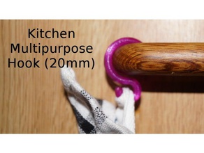 tea towel kitchen multi-hook 20mm & dining hook kitchware multipurpose 3d print model - Mito3D
