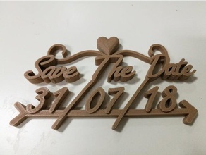 save date sign 2d art event heart wedding 3d print model - Mito3D