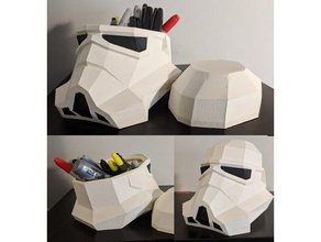 low poly trooper recipiente recipientes jar starwars stormtrooper 3d print model - Mito3D