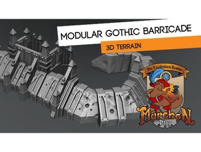 gothic barricade set toys & games miniature tabletop game war wargame wargaming warhammer warmahordes 3d print model - Mito3D