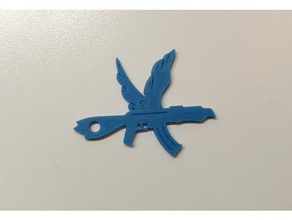 Schlüsselanhänger flying ak47 - logo columbine keychain porte-clefs 3d print model - Mito3D