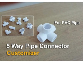 5 way pipe connector - customizer diy conduit emt fittings pvc wire 3d print model - Mito3D