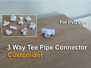 3 way tee pipe connector - customizer diy conduit emt fittings pvc wire 3d print model - Mito3D