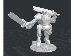 brontes heavy assault robot - dual wield 28mm scale creatures mech miniature rpg scifi tactics wayfarer 3d print model - Mito3D