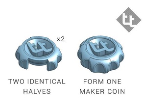 super satisfying two part maker coin coins & badges makercoin 3d print model - Mito3D