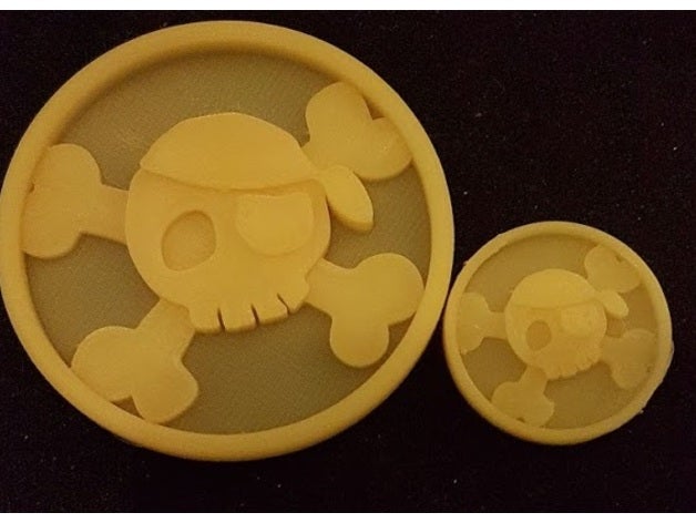 jolly roger coin coins & badges children pirate 3D print model - Mito3D