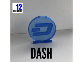 dash coin crypto currency stand coins & badges cryptocurrency 3d print model - Mito3D