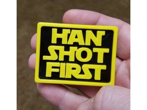 han shot first plaque signs & logos dl44 hansolo starwars 3d print model - Mito3D