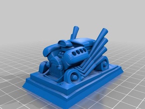 hotrod Skulpturen atze berlin Auto comicstyle Motor monster Auspuff-Endrohr 3d print model - Mito3D