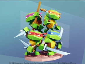 low poly teenage mutant ninja turtles criaturas animais dos desenhos animados o personagem quadrinhos baixa contagem de polígonos lowpoly simples assim tmnt tartarugas 3d print model - Mito3D