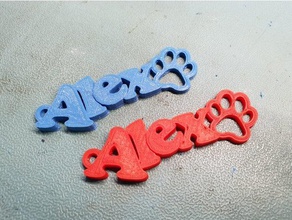 alex dog keychain keychains footprint footstep 3d print model - Mito3D