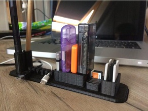 bureau usb sd titulaire clip de câble support la gestion des câbles micro carte porte-crayon porte-stylo 3d print model - Mito3D