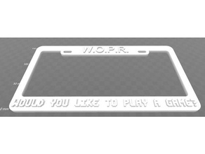 wopr - sarebbe come giocare il gioco license plate frame segni e loghi giochi di guerra 3d print model - Mito3D