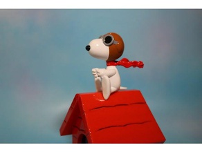 pilot snoopy - red baron figure toys & games charlie brown moai peopoly polysher 3d print model - Mito3D