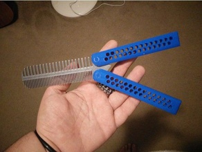 butterfly knife comb household beard fashion mustache switch blade 3d print model - Mito3D
