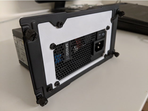 sfx atx güç kaynağı adaptör braketi bilgisayar psu dirsek montaj pc prosedürler bağlayın kapak monte edin ayraç 3D print model - Mito3D