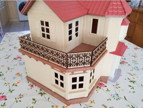 slyvanian familes beechwood hall replacement balcony rails toy & game accessories calico critter critters lasercut laser cut sylvanian families 3d print model - Mito3D