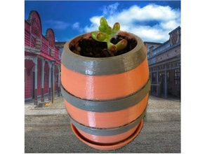 customizable barrel planter decor succulent pot 3d print model - Mito3D