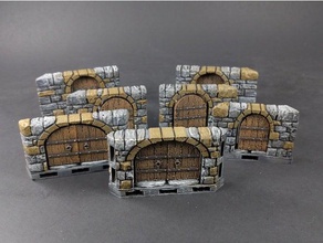 openlock dungeon stone angled doors toy & game accessories dnd tiles miniatures openforge pathfinder rpg tabletop terrain tile 3d print model - Mito3D