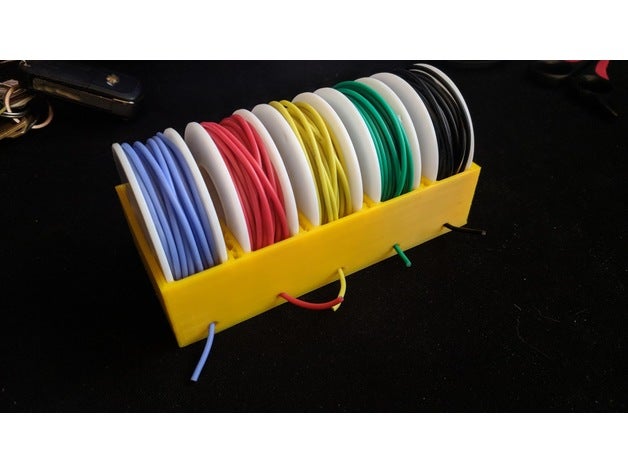 bobina de cable titular diy electronics workbench soporte alambre administración cables hilo montaje banco trabajo 3D print model - Mito3D