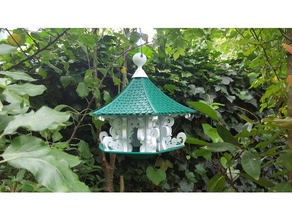 flowing bird temple outdoor & garden air feeder house birdfeeder birdhouse temples 3d print model - Mito3D