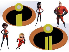 indestructibles 1 & 2 pièces et badges de disney film les logo parrs pixar super-héros 3d print model - Mito3D