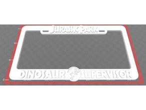 jurassic park - dinosaur supervisor license plate frame signs & logos jurassic jurassic park 3d print model - Mito3D
