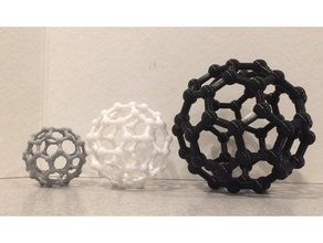 buckyball zwei Stücke gepinnt lernen carbon Chemie 3d print model - Mito3D