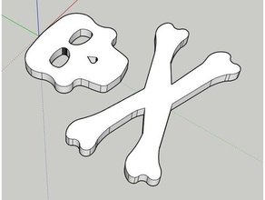 Schädel gekreuzten Knochen 2d-Kunst 3d print model - Mito3D
