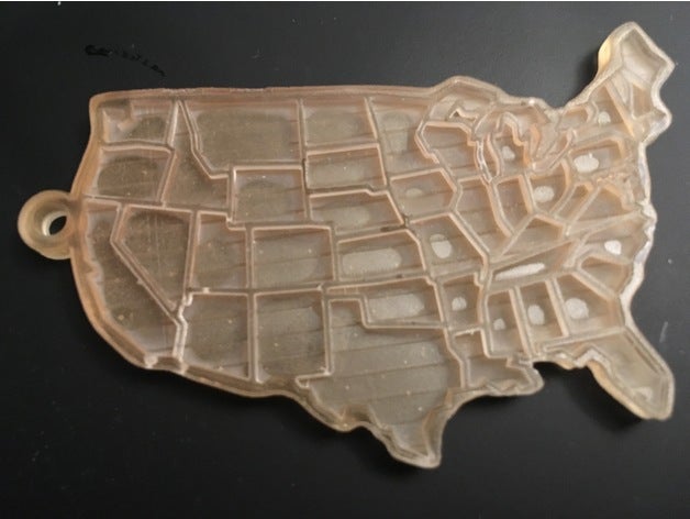 carte des états-unis trousseau d'états séparés de porte-clés un clés états 3D print model - Mito3D