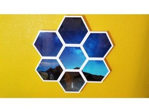 Sechskant-Bilderrahmen 3d-drucken bee collage frame hexagon hive hubble magnetic modern Bild drei d 3d print model - Mito3D