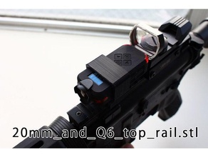 20 mm trilho de montagem firefly q 6 do lado cima brinquedo & acessórios para jogos airsoft vaga-lume q6 picatinny rail 3d print model - Mito3D