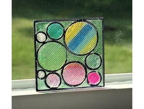 stained glass sun catcher prototype - circles art clear suncatcher 3d print model - Mito3D