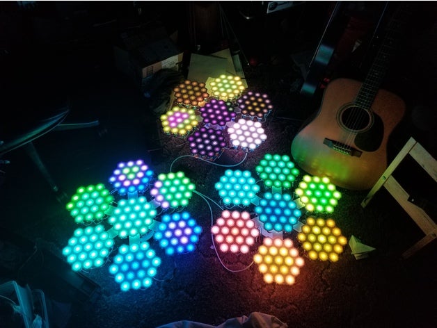 hexalenses - großes panel-rgb-pixel-Lichter Kunst led led-Licht led-Leuchte led-Licht-mount pixelblaze ws2811 3D print model - Mito3D