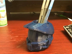 mk vi helmet pen cup usb slot organization halo master chief office organizer holder video game games xbox 3d print model - Mito3D