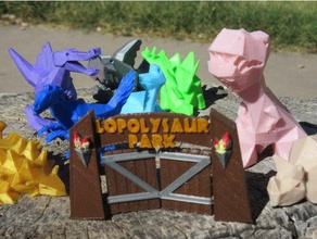 lowpolysaurus park gates 3d-Druck-tests Dinosaurier jurassic low-poly 3d print model - Mito3D