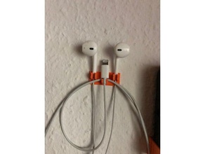 apple headphone wall holder audio headphones iphone lightning 3d print model - Mito3D