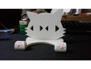 gato phnoe de pie el teléfono móvil cat soporte 3d print model - Mito3D