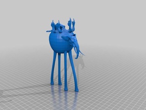 octopuss riding apple-elephant sculptures 3d print model - Mito3D
