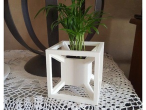 hypercube plant pot decor flower planter 3d print model - Mito3D