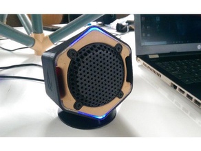 hex shape desktop speaker box audio 3 inch bluetooth computer loudspeaker speakers stand 3d print model - Mito3D