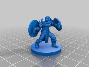 dual shield fighter people shields dungeons dragons dwarf pathfinder ranger spiked two 3d print model - Mito3D