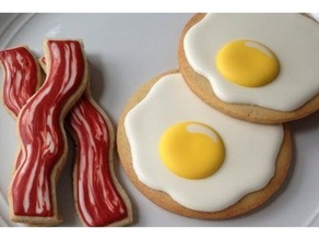 bacon & eggs cookie cutter set 3d printing breakfast cookies egg kitchen 3d print model - Mito3D