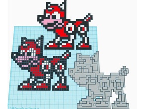rush 2d art chien megaman de nintendo pixels 3d print model - Mito3D