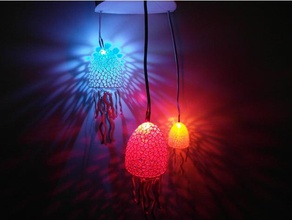 voronoi jellyfishes - lighted decoration buildings & structures 3d printed jellyfish customizable customizer lamp led light lighting square style design 3d print model - Mito3D