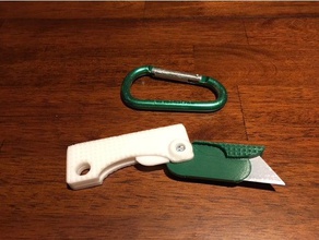 folding utility knife carabiner lock hand tools blade holder box cutter camping emergency razorblade razor survival 3d print model - Mito3D